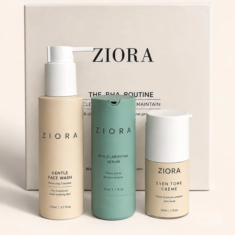 Ziora Complete BHA Routine: Gentle Face Wash, BHA Serum and Even Tone Crème